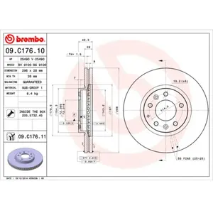 Jeu de 2 disques de frein vernis BREMBO 09.C176.11 - Réf. 1393772 pas cher