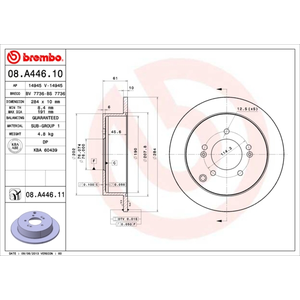 Jeu de 2 disques de frein vernis BREMBO 08.A446.11 - Réf. 1393206 pas cher