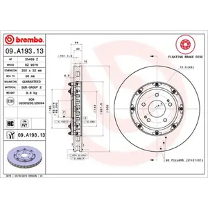 Comparateur de prix : Disque de frein TWO-PIECE FLOATING DISCS LINE 09.A193.13 Brembo 09.A193.13