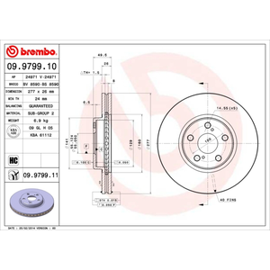 Jeu de 2 disques de frein vernis BREMBO 09.9799.11 - Réf. 09.9799.11 pas cher