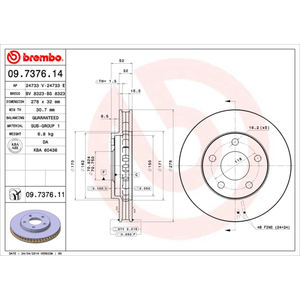 Disque de frein COATED DISC LINE 09.7376.11 Brembo 09.7376.11 pas cher