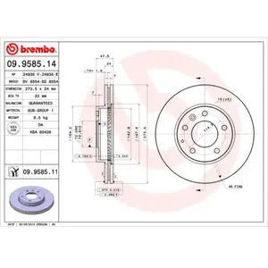 Jeu de 2 disques de frein vernis BREMBO 09.9585.11 - Réf. 1394762