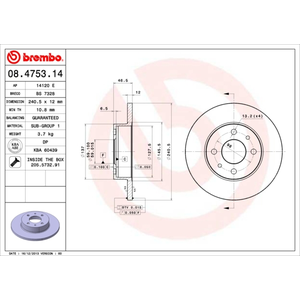 Jeu de 2 disques de frein BREMBO 08.4753.14 - Réf. 1394363 pas cher