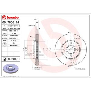 Jeu de 2 disques de frein BREMBO 09.7806.14 - Réf. 1394135 pas cher