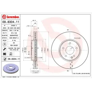 Jeu de 2 disques de frein vernis BREMBO 09.8304.11 - Réf. 1394703 pas cher