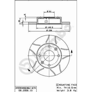 Disque de frein BREMBO Max 08.2958.75, avant, rainuré, plein, 1 pièce pas cher