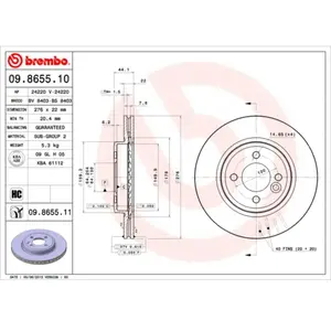 Jeu de 2 disques de frein vernis BREMBO 09.8655.11 - Réf. 1394716 pas cher
