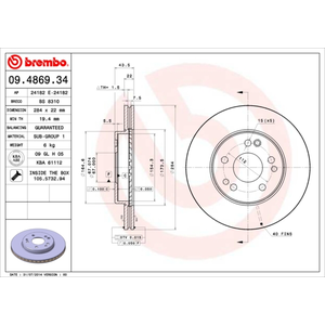 Jeu de 2 disques de frein BREMBO 09.4869.34 - Réf. 1394568 pas cher