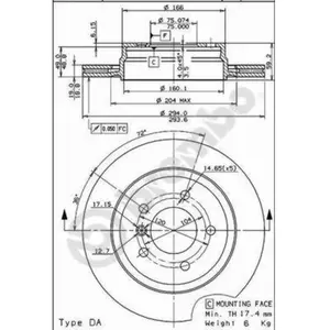 Jeu de 2 disques de frein vernis BREMBO 09.7720.11 - Réf. 1394690