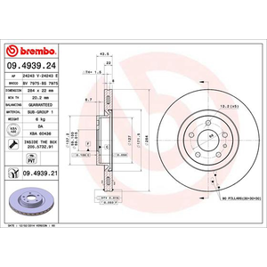 Jeu de 2 disques de frein vernis BREMBO 09.4939.21 - Réf. 1393919 pas cher