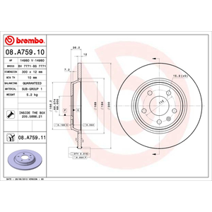 Brembo Jeu de 2 disques de frein, plein, Essieu arrière, par ex. pour Audi pas cher