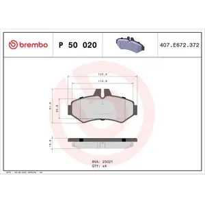 Kit de plaquettes de frein, frein à disque P 50 020 Brembo P50020 pas cher
