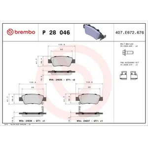 Kit de plaquettes de frein, frein à disque P 28 046 Brembo P28046 pas cher