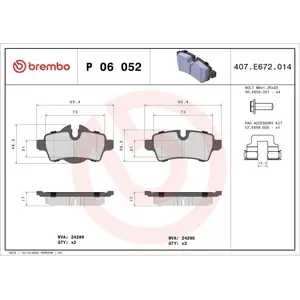 Comparateur de prix : Brembo P06052 Plaquettes de Frein Arrière