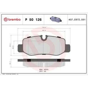 Kit de plaquettes de frein, frein à disque P 50 126 Brembo P50126 pas cher