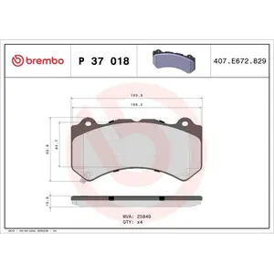 Kit de plaquettes de frein, frein à disque P 37 018 Brembo P37018 pas cher