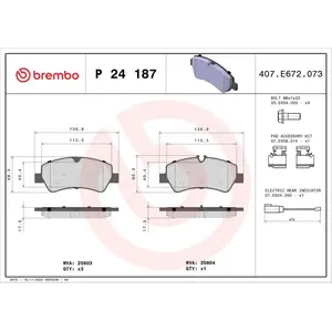 Kit de plaquettes de frein, frein à disque P 24 187 Brembo P24187 pas cher