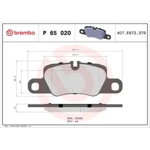 Comparateur de prix : BREMBO Plaquettes de frein X4 pour PORSCHE: Panamera (Ref: P 65 020)