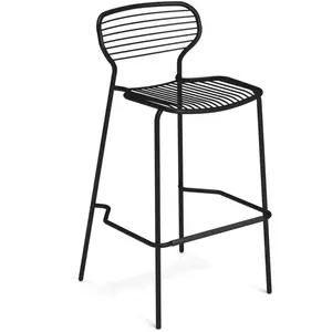 Emu - Tabouret haut empilable Apero - Noir - Acier verni - Designer Ma... pas cher