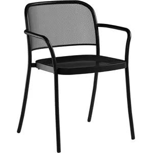 Emu - Fauteuil empilable Café - Noir - Résille d'acier - Designer Chri... pas cher