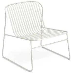 Emu - Fauteuil bas empilable Riviera - Blanc - Acier verni - Designer ... pas cher