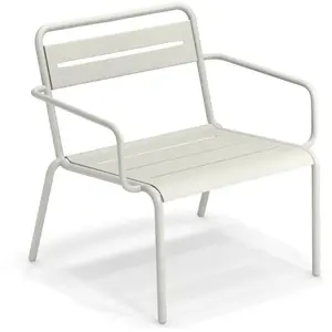 Emu - Fauteuil bas empilable Star - Blanc - Tôle galvanisée pas cher