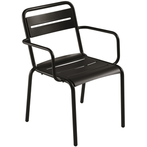 Emu - Fauteuil empilable Star - Noir - Tôle galvanisée pas cher