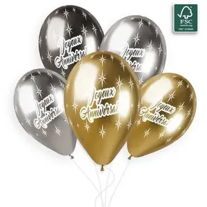 Non communiqué 5 ballons bio shiny anniversaire 33cm multicolore - gemar 312157 pas cher