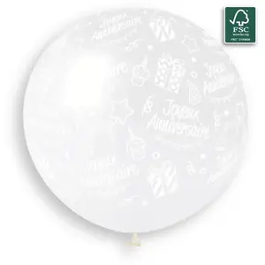 Comparateur de prix : RueDeLaFete Ballon Joyeux Anniversaire Rond - 80 Cm - Gris