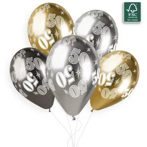 Comparateur de prix : Non communiqué 5 ballons bio shiny nombre 50 33cm multicolore - gemar 313925