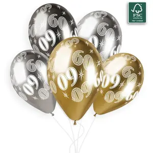 Non communiqué 5 ballons bio shiny nombre 60 33cm multicolore - gemar 313932 pas cher