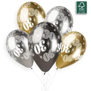 RueDeLaFete 5 Ballons 30 Ans - 33 Cm - Or Et Argent pas cher