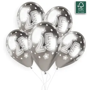 RueDeLaFete 5 Ballons 25 Ans - 33 Cm - Gris