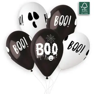 Comparateur de prix : RueDeLaFete 5 Ballons Boo - 33 cm - Noir et Blanc