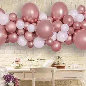 Comparateur de prix : RueDeLaFete Kit Guirlande De Ballons - Blanc et Rose Gold