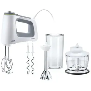 Comparateur de prix : Braun HM5137WH Batteur avec Fouet/Pétrin amovibles Blanc/Gris 750 W
