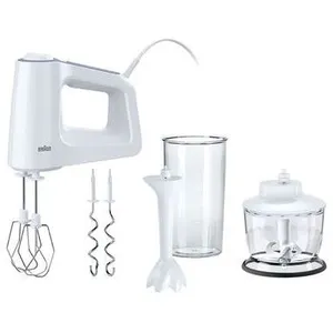 Comparateur de prix : Batteur Fouet Inox Petrin Pied Plastique 500w 5vit - Hm3135wh Braun
