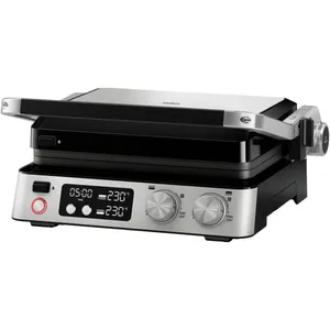 Braun - CG7040 cg steelbk table Grill à contact fonction minuteur, rabattable, avec écran, portable noir, acier ino pas cher