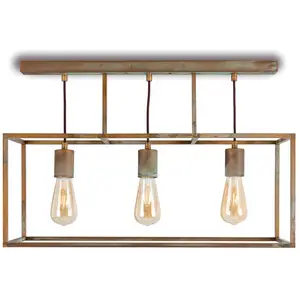 Moretti Luce Plafonnier Cubic³ 3384 à 3 lampes laiton ancienVendu parluminaire