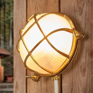 Moretti Luce Applique d'extérieur Tortuga, laiton naturel/opaleVendu parluminaire