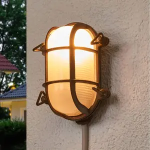 Moretti Luce Applique murale d'extérieur ovale Bengt laiton antique/op...Vendu parluminaire