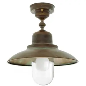 Moretti Luce Plafonnier d'extérieur Turino, IP44, laiton, verre, Ø 30 cmVendu parluminaire