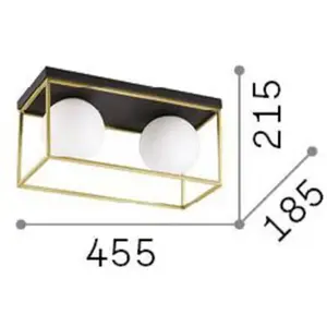 Comparateur de prix : Ideallux Ideal Lux plafonnier Lingotto, à 2 lampes, noir, verre opalin
