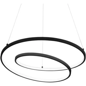 Ideal lux oz dimmable swirl 60cm plafonnier led intégré noir, 3000k