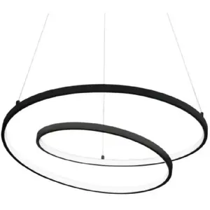 Ideal lux oz dimmable swirl 80cm plafonnier led intégré noir, 3000k