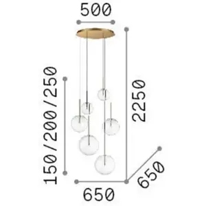 Comparateur de prix : Ideallux Ideal Lux Suspension Equinoxe 6 lampes couleur laiton verre clair