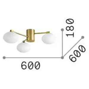 Comparateur de prix : Ideallux Ideal Lux plafonnier Hermes laiton 60 cm à 3 lampes verre