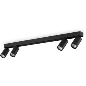 Comparateur de prix : Ideallux Ideal Lux spot pour plafond Profilo, noir, à 4 lampes, métal