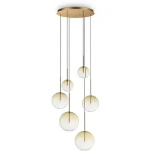 Ideal Lux EQUINOXE Plafonnier suspendu à 6 lampes avec abat-jour ambre
