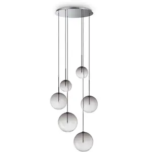 Ideal Lux - Equinoxe Plafonnier Suspendu À 6 Bras Multiples Gris Fumé